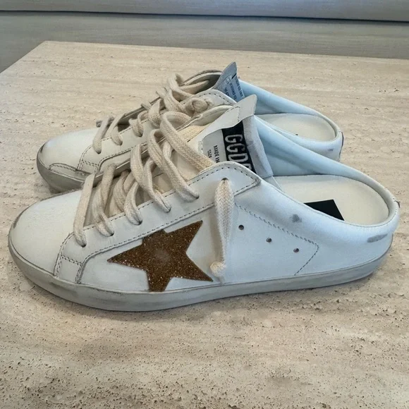 Golden Goose White and Gold Sneakers - Picture 4 of 7